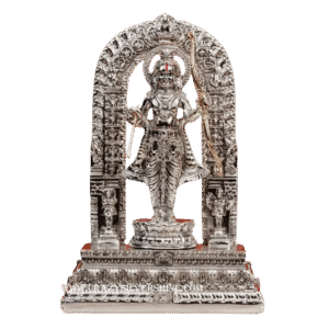 Silver Finish Ram Idol with Temple Arch